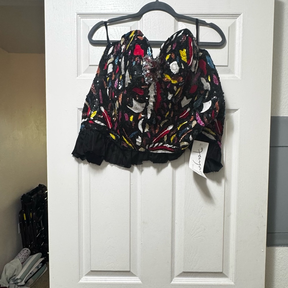 NWT Colorful Patterned Women's Corset Top - Picture 7 of 12